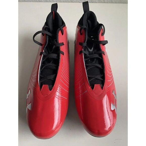 Under Armour UA Football Cleats 3021059-004 Men’s Size 13 Red Black Shoes NEW - Picture 2 of 9